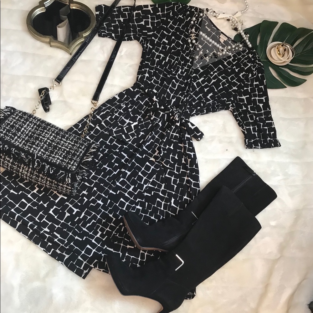 Black and white print 3/4 sleeve dress w bogo top! - Picture 8 of 8